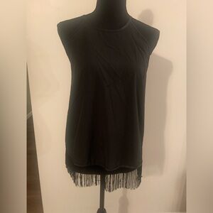 Shein black fringe western top